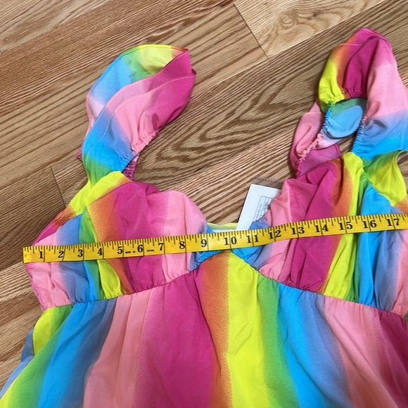 New! Endless Rose medium rainbow ombré stripe maxi dress with fluttery sleeves. - Picture 9 of 11